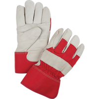 Red & White Winter-Lined Fitters Gloves, Large, Grain Cowhide Palm, Boa Inner Lining Nassau Supply