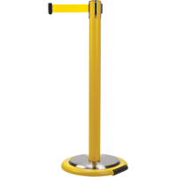 Barri&egrave;res sur pieds pour le contr&ocirc;le des foules, Acier, 35" h, Ruban Jaune, Longueur du ruban 7' Nassau Supply