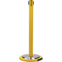 Free-Standing Crowd Control Barrier Receiver Post With Wheels, 35" High, Yellow SEI765 | Nassau Supply