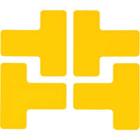 Floor Corner Marks, T, 5" L x 2" W, Yellow, Polyester Nassau Supply