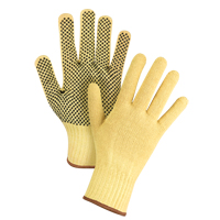 Gants tricot&eacute;s sans couture &agrave; pois, Taille Grand/9, Calibre 7, Rev&ecirc;tement PVC, Enveloppe en Kevlar, ASTM ANSI niveau A2/EN 388 niveau 3 Nassau Supply