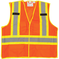 5-Point Tear-Away Premium Safety Vest , High Visibility Orange, Large/X-Large, Polyester, CSA Z96 Class 2 - Level 2 SFQ532 | Nassau Supply