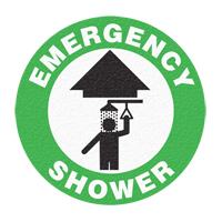 "Emergency Shower" Floor Sign, Adhesive, English with Pictogram Nassau Supply