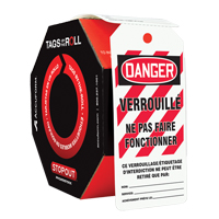 &eacute;tiquettes de s&eacute;curit&eacute; en rouleaux, Plastique, 3" la x 6-1/4" h, Français Nassau Supply