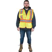 Flame-Resistant Surveyor Vest, High Visibility Lime-Yellow, Medium, Polyester, CSA Z96 Class 2 - Level 2 SGF140 | Nassau Supply