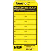 &eacute;tiquette de registre d'inspection pour douche oculaire & d'urgence, Papier cartonn&eacute;, 3-1/8" la x 6-1/4" h, Anglais Nassau Supply