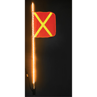 Fanions DEL robustes Safety Whip, Fixation Attelage, Hauteur 5, Orange avec X r&eacute;fl&eacute;chissant Nassau Supply