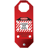 Moraillon de verrouillage pr&eacute;venant l'utilisation conforme aux normes OSHA Danger Stopout Aluma-Tag, Rouge Nassau Supply