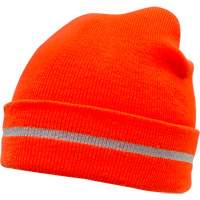 Bonnet en tricot haute visibilit&eacute; avec bande r&eacute;fl&eacute;chissante, Orange haute visibilit&eacute;, Acrylique Nassau Supply