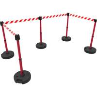 PLUS Barrier Post Set X5, Plastic, 42" H, Red Tape, 15' Tape Length Nassau Supply