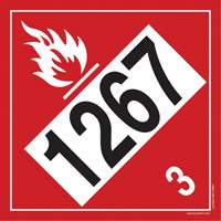 Plaque-&eacute;tiquette TMD 1267 pour liquide inflammable p&eacute;trole brut, Vinyle adh&eacute;sif Nassau Supply