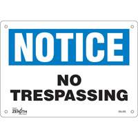 Enseigne No Trespassing, 7" x 10", Plastique, Anglais Nassau Supply