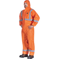 Hooded Coveralls with Reflective Tape, Small, Orange, SMS SGP701 | Nassau Supply