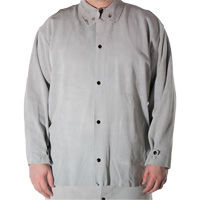 Welder's Heat Resistant Jacket, Leather, Small, Grey SGQ218 | Nassau Supply