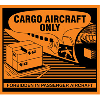 "Cargo Aircraft Only" Handling Labels, 4-3/4" L x 4-1/4" W, Orange SGQ527 | Nassau Supply