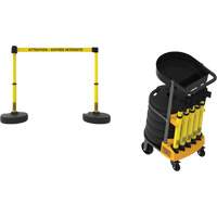 Plus Portable Barrier System Cart Package with Tray, 75' L, Metal/Plastic, Yellow SGQ813 | Nassau Supply