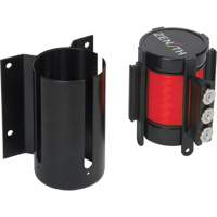 Barri&egrave;re &agrave; fixation murale avec ruban magn&eacute;tique, Acier, Fixation par vis, 12', Ruban Rouge Nassau Supply