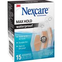 Nexcare Max-Hold Waterproof Bandages, Assorted, Plastic, Sterile Nassau Supply