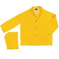 Classic Series Rain Jacket with Detachable Hood, Polyester/PVC, Large, Yellow SGS944 | Nassau Supply