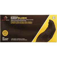 KeepKleen&reg; Disposable Gloves, Large, Nitrile, 8-mil, Powder-Free, Black Nassau Supply