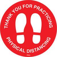 Enseigne pour plancher  Physical Distancing , Adh&eacute;sif, Anglais avec pictogramme Nassau Supply