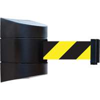 Tensabarrier<sup>®</sup> Wall Unit, Steel, Screw Mount, 30', Black and Yellow Tape SGU821 | Nassau Supply