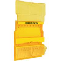 Deluxe Lockout Station with Cover and Trilingual Labels, None Padlocks, 32 Padlock Capacity, Padlocks Not Included SGW625 | Nassau Supply