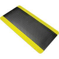 Tapis antifatigue, Losange, 1-2/3' x 3-1/4' x 3/4", Noir/Jaune, Polyur&eacute;thane Nassau Supply