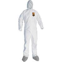 KleenGuard™A45 Liquid & Particle Protection Coveralls with Anti-Slip Shoe, Large, Grey/White, Microporous SGX293 | Nassau Supply