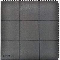 Tapis antifatigue &agrave; imbrication Cushion-Ease, Rugueux, 3' x 3' x 3/4", Noir, Caoutchouc naturel Nassau Supply