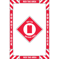 "Red Tag Holding Area" Floor Marking Kit, Adhesive, English with Pictogram Nassau Supply
