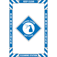 "Cleaning Station" Floor Marking Kit, Adhesive, English with Pictogram Nassau Supply