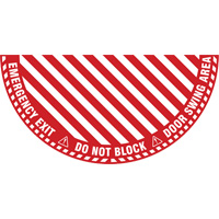 "Emergency Exit" Half Circle Swing Door Floor Sign, Adhesive, English with Pictogram Nassau Supply