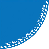 "Caution" Quarter Circle Swing Door Floor Sign, Adhesive, English with Pictogram Nassau Supply