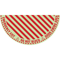 "Emergency Exit" Half Circle Swing Door Floor Sign, Adhesive, English with Pictogram Nassau Supply