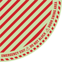 "Emergency Exit" Quarter Circle Swing Door Floor Sign, Adhesive, English with Pictogram Nassau Supply
