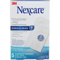 Nexcare Tegaderm + Pad Transparent Dressing, Rectangular/Square, 4", Plastic, Sterile Nassau Supply