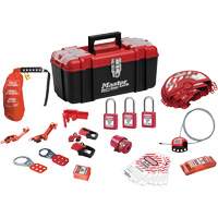 Trousse de cadenassage standard avec cadenas en thermoplastique Zenex, Ensemble &eacute;lectrique/Vanne, 27 composants compris Nassau Supply
