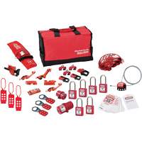 Trousse de cadenassage avec cadenas en thermoplastique de qualit&eacute; sup&eacute;rieure Zenex, Ensemble &eacute;lectrique/Vanne, 34 composants compris Nassau Supply