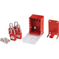 Boîte de cadenassage de groupe ultra compacte avec cadenas de s&eacute;curit&eacute; en nylon, Rouge Nassau Supply