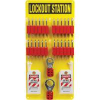 Lockout Board with Keyed Alike Nylon Safety Lockout Padlocks, Plastic Padlocks, 24 Padlock Capacity, Padlocks Included SHB354 | Nassau Supply
