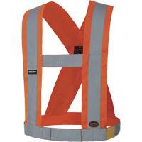 5490 4" Wide Adjustable Safety Sash, Meets/Exceeds CSA Z96 Class 2 - Level 2, High Visibility Orange, Silver Reflective Colour, One Size Nassau Supply