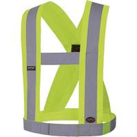 5492 4" Wide Adjustable Safety Sash, Meets/Exceeds CSA Z96 Class 2 - Level 2, High Visibility Lime-Yellow, Silver Reflective Colour, One Size Nassau Supply