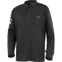 332 Chandail Henley en tricot interlock ignifuge, Petit, Noir Nassau Supply