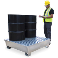 4-Drum Steel Ultra-Spill Pallet&reg;, 68 US gal. Spill Capacity, 49.1" x 47.1" x 10.9" Nassau Supply