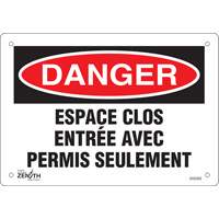 Enseigne  Espace clos , 7" x 10", Plastique, Français Nassau Supply