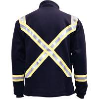 Flame Resistant Striped Full Zip Fleece Jacket, Large, Navy Blue SHG736 | Nassau Supply