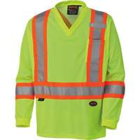 6985 Chandail de s&eacute;curit&eacute; &agrave; manches longues pour circulation en micromaille, Petit, Jaune lime haute visibilit&eacute; Nassau Supply