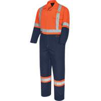 5514BB 2-Tone Safety Coveralls with Zipper Closure, 36, High Visibility Orange/Navy Blue Nassau Supply