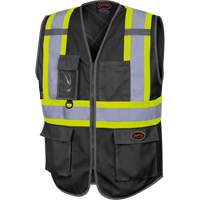 6959BK Veste de s&eacute;curit&eacute; haute visibilit&eacute; en tricot chaîne avec fermeture &agrave; glissi&egrave;re, Noir, T-petit, Polyester Nassau Supply